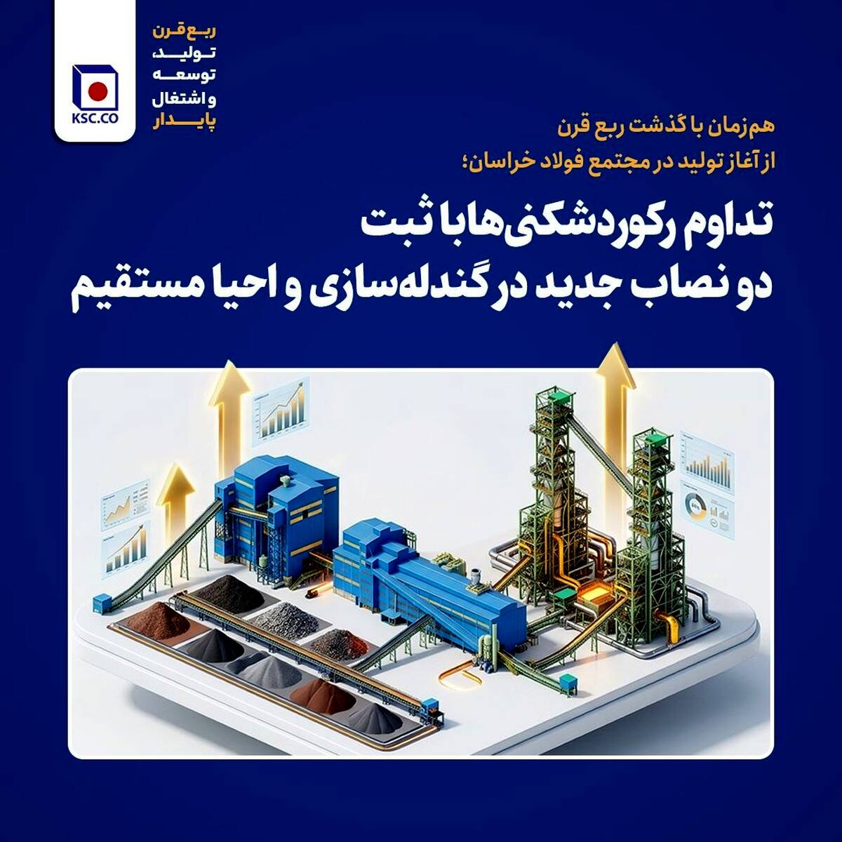 تداوم رکوردشکنی‌ها با ثبت دو نصاب جدید در گندله‌سازی و احیا مستقیم
