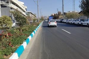 رنگ‌آمیزی ۸۰۰۰ متر از جداول خیابان اتحاد در منطقه ۴ تهران