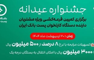 عضویت ۳۹۰ هزار نفر از دارندگان دستگاه‌های پایانه فروش پست بانک ایران در باشگاه مشتریان و شرکت آنها در جشنواره جوایز