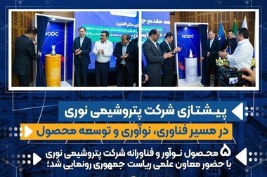 
۵ محصول فناورانه شرکت پتروشیمی نوری با حضور معاون علمی ریاست جمهوری رونمایی شد
  
   
