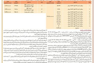 آگهی مزایده فروش کارمزدی ویژه آبان ماه ۱۴۰۴