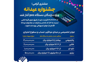 جشنواره عیدانه باشگاه مشتریان پست بانک ایران ویژه دارندگان دستگاه پوز با جوایز ویژه آغاز شد