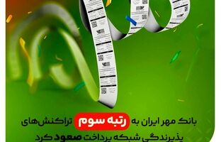 بانک مهر ایران به رتبه سوم تراکنش‌های پذیرندگی شبکه پرداخت صعود کرد