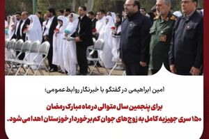 در ماه مبارک رمضان ۱۵۰ سری جهیزیه کامل به زوج‌های جوان کم‌برخوردار خوزستان اهدا می‌شود
