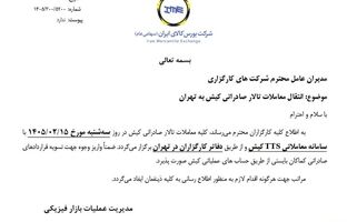 انتقال معاملات تالار صادراتی کیش به تهران