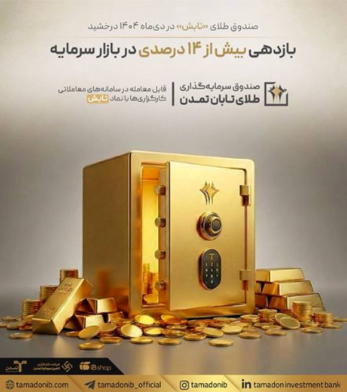 صندوق طلای «تابش» در دی‌ماه ۱۴۰۴ درخشید؛ بازدهی بیش از ۱۴ درصدی در بازار سرمایه