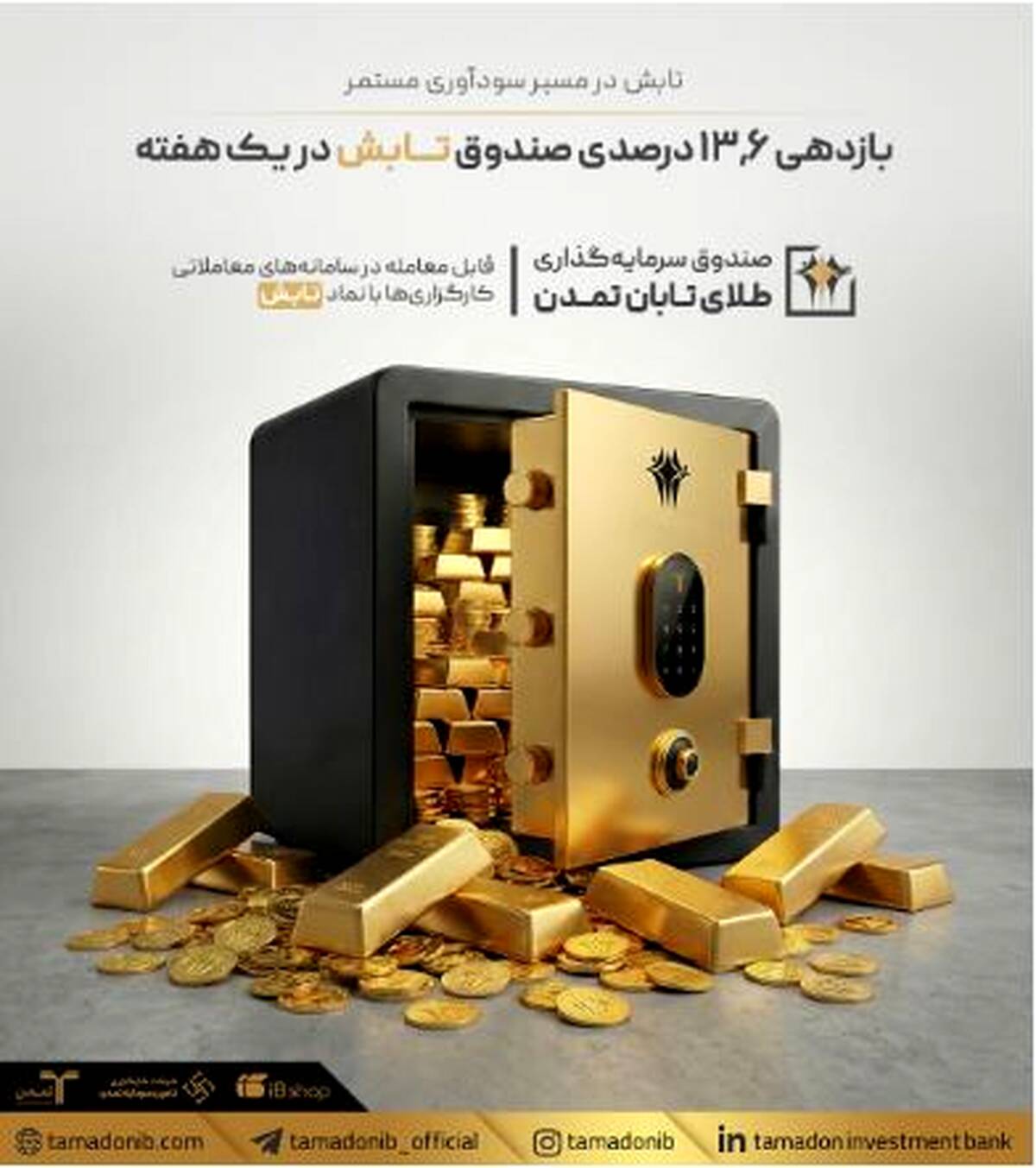 بازدهی ۱۳٫۶ درصدی صندوق «تابش» در یک هفته‌