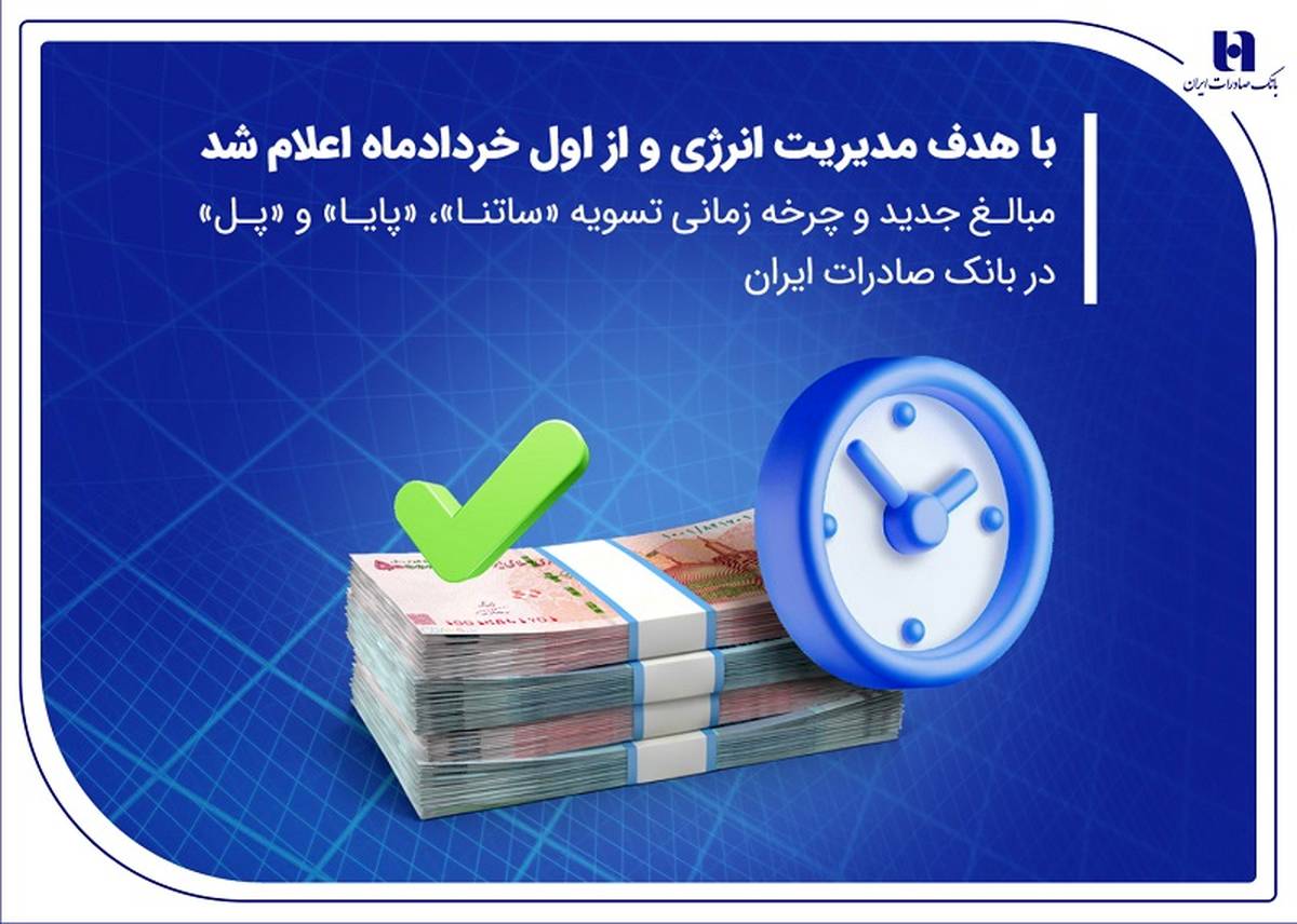 مبالغ جدید و چرخه زمانی تسویه «ساتنا»، «پایا» و «پل» در بانک صادرات ایران