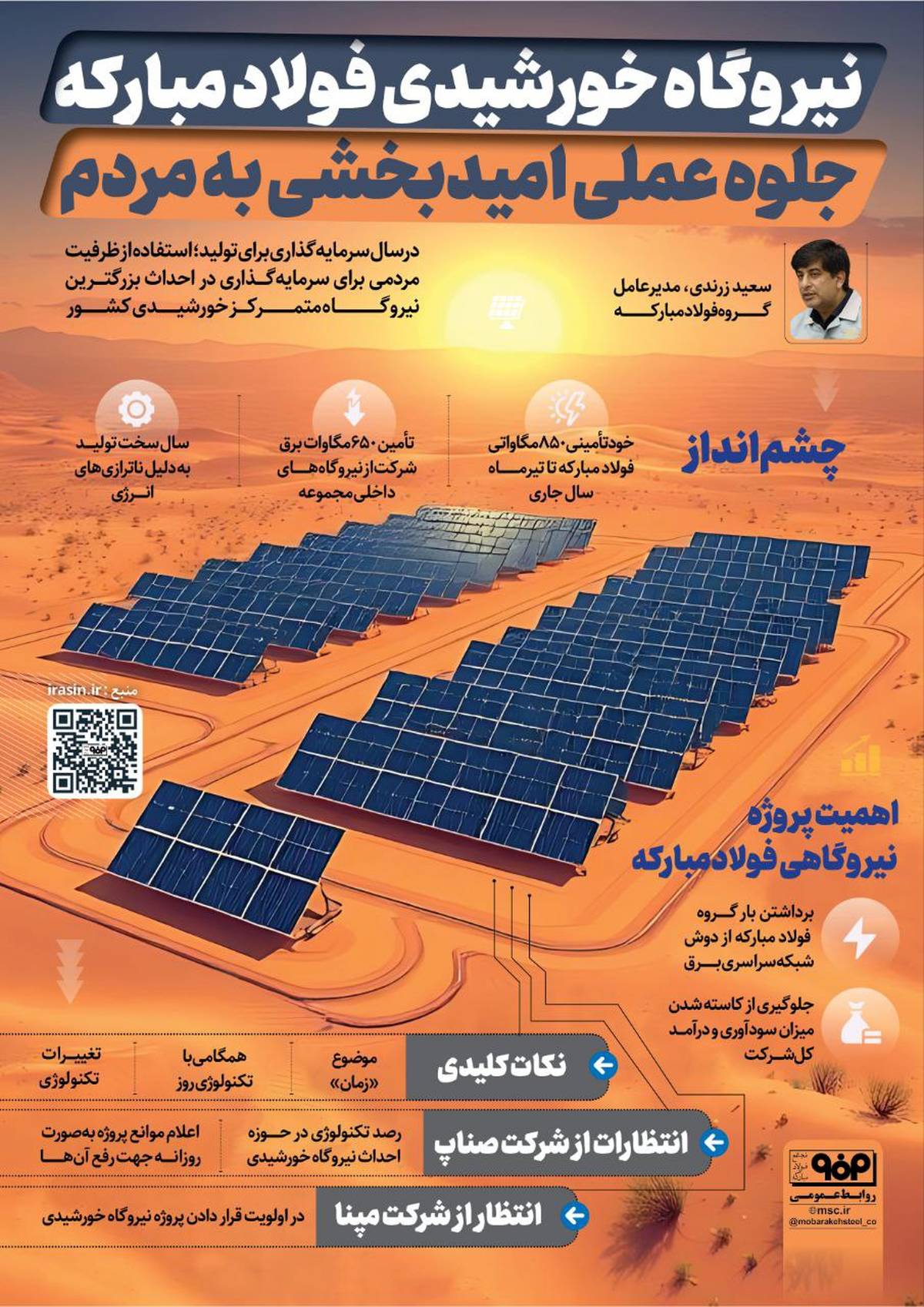 نیروگاه خورشیدی فولاد مبارکه؛ جلوه عملی امیدبخشی به مردم