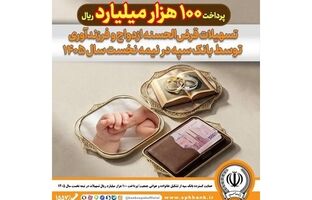 حمایت گسترده بانک سپه از تشکیل خانواده و جوانی جمعیت/پرداخت ۱۰۰ هزار میلیارد ریال تسهیلات در نیمه نخست سال ۱۴۰۵