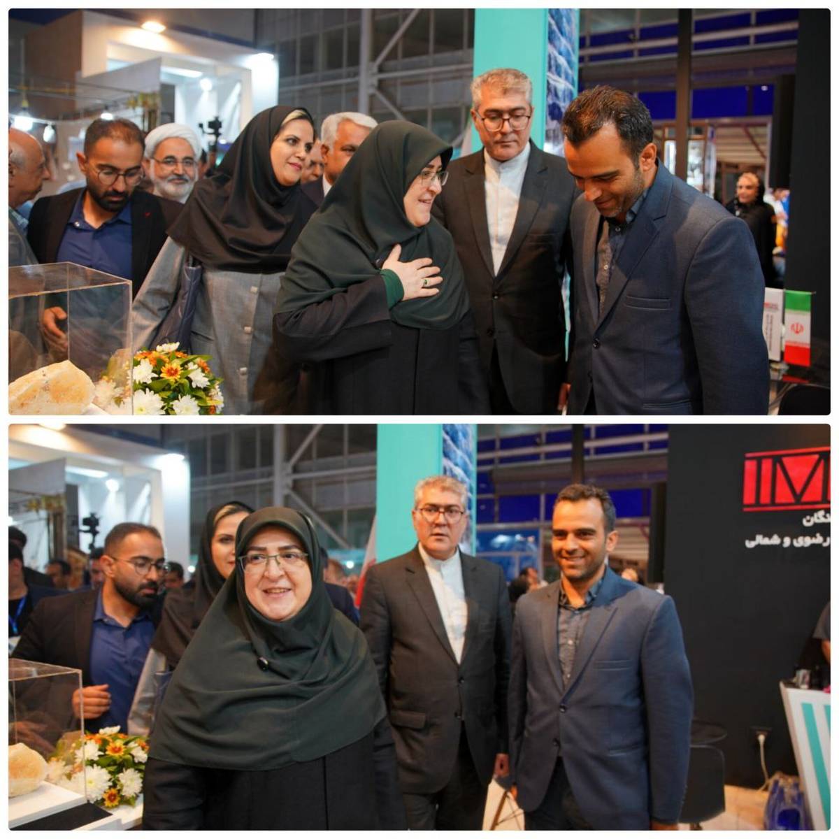  حضور سخنگوی دولت در غرفه مجتمع سنگ آهن سنگان در نمایشگاه صنایع دستی مشهد