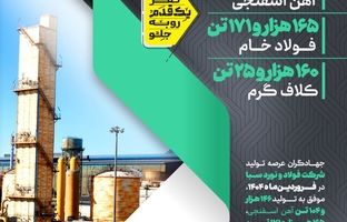 گذر از حد نصاب تولید ماهانه آهن اسفنجی، فولاد خام و کلاف گرم در شرکت فولاد و نورد سبا