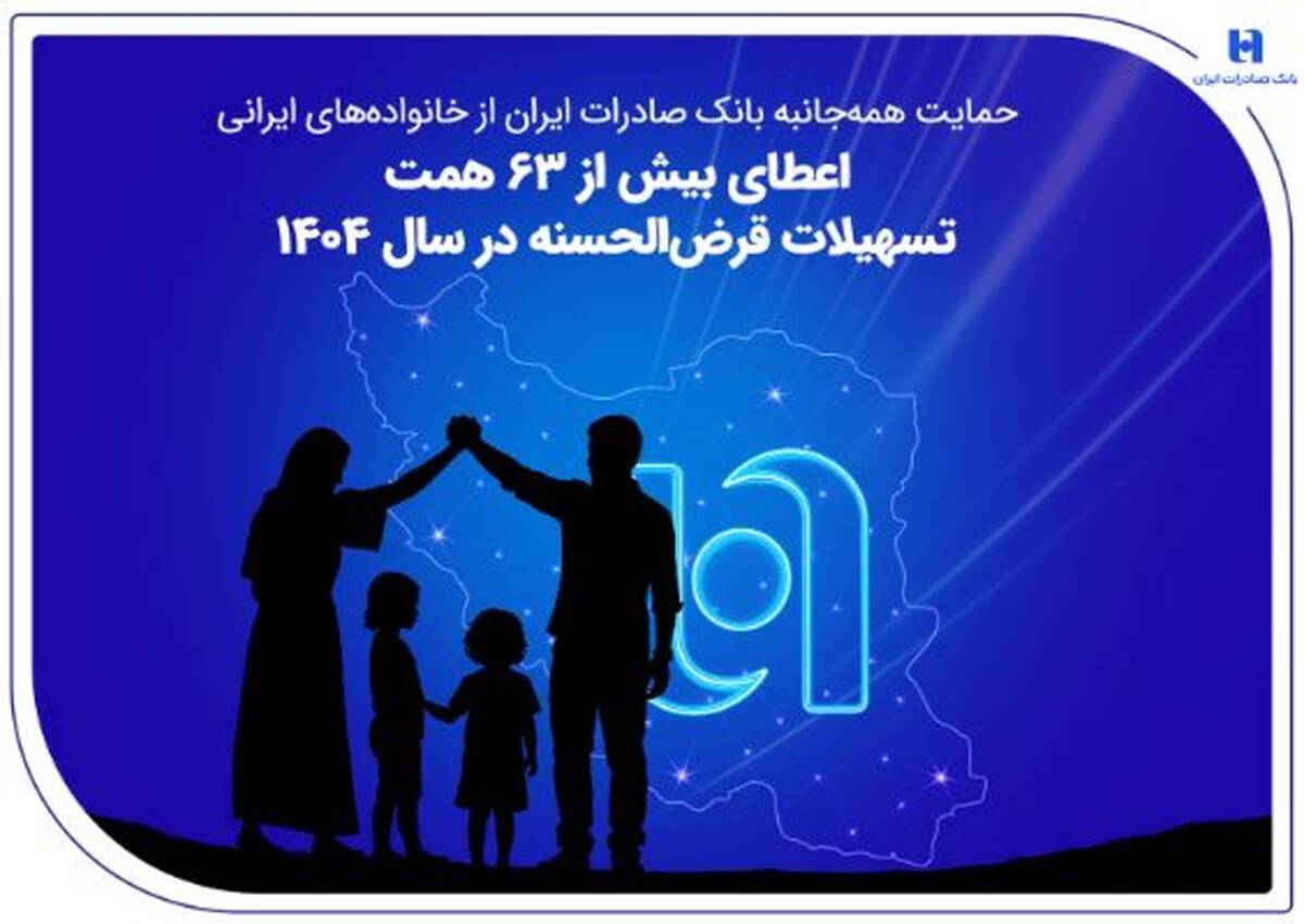 حمایت همه‌جانبه بانک صادرات ایران از خانواده‌های ایرانی؛ اعطای بیش از ۶۳ همت تسهیلات قرض‌الحسنه در سال ۱۴۰۴