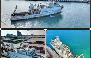 پهلوگیری کاوشگر دریایی خلیج فارس در بندر بهمن