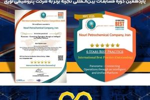 اهدای گواهینامه شش‌ستاره یازدهمین دوره مسابقات بین‌المللی تجربه برتر به شرکت پتروشیمی نوری