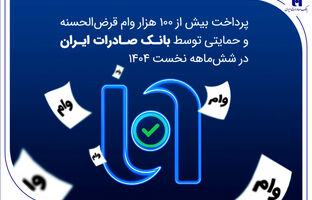 پرداخت بیش از ۱۰۰ هزار وام قرض‌الحسنه و حمایتی توسط بانک صادرات ایران در شش‌ماهه نخست ۱۴۰۴
