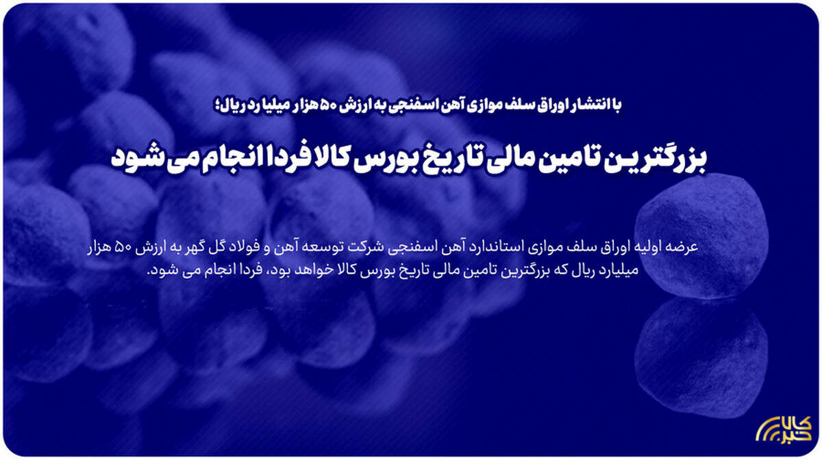 بزرگترین تامین مالی تاریخ بورس کالا فردا انجام می شود