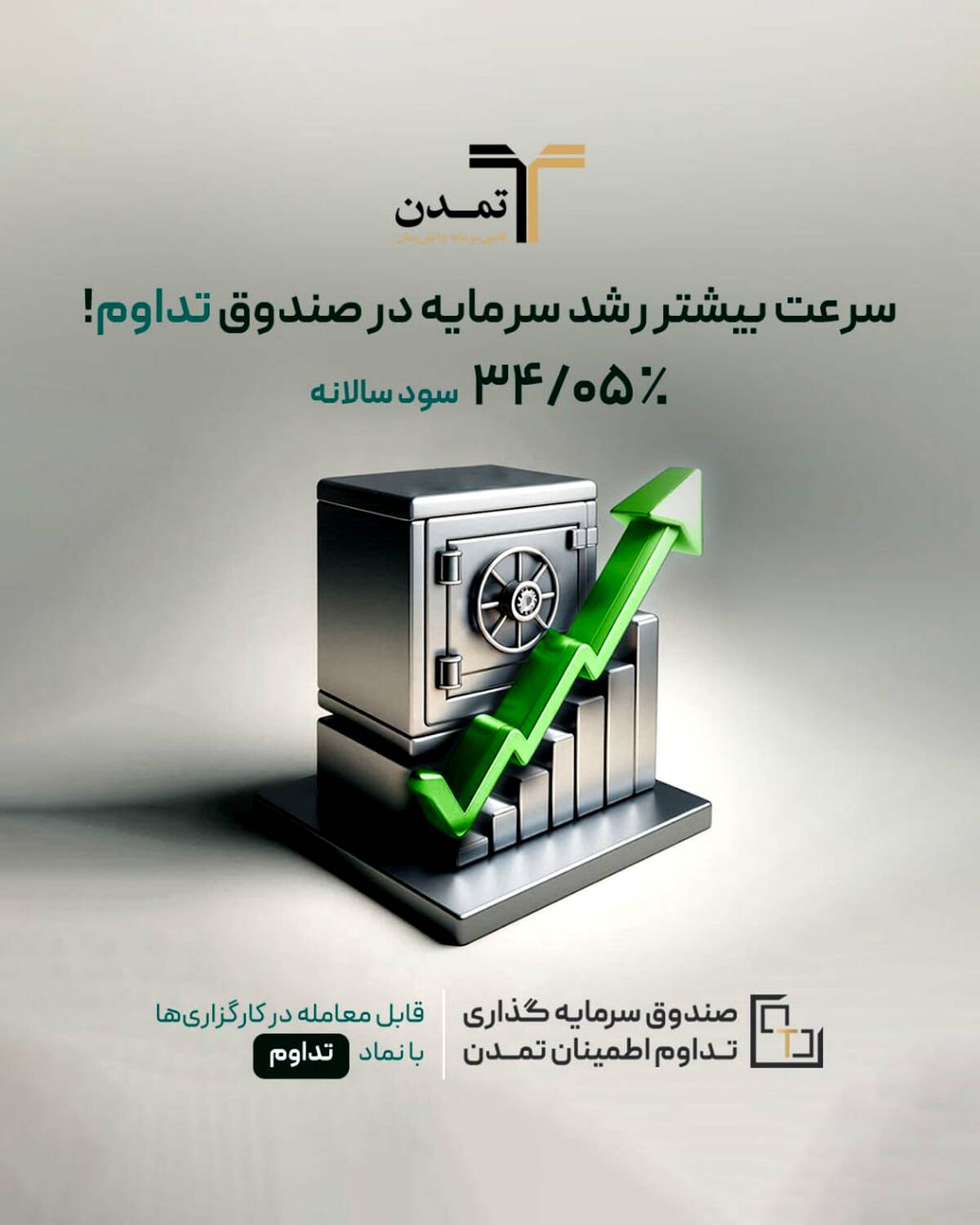 افزایش نرخ سود صندوق تداوم اطمینان تمدن به 34.05 درصد