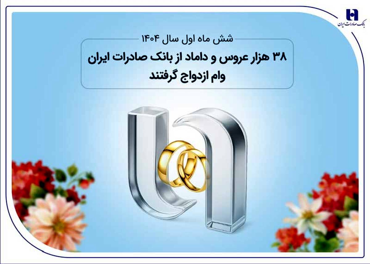 38 هزار عروس و داماد از بانک صادرات ایران وام ازدواج گرفتند