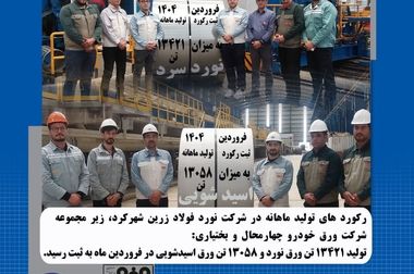 ثبت رکوردهای تولید ماهانه در شرکت نورد فولاد زرین شهرکرد