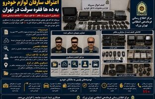 اعتراف ۲ سارق لوازم خودرو به ۱۵۰ فقره سرقت در تهران / ۴۰ مالباخته شناسایی شدند