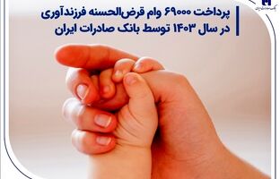 پرداخت 69000 وام قرض‌الحسنه فرزندآوری در سال 1403 توسط بانک صادرات ایران